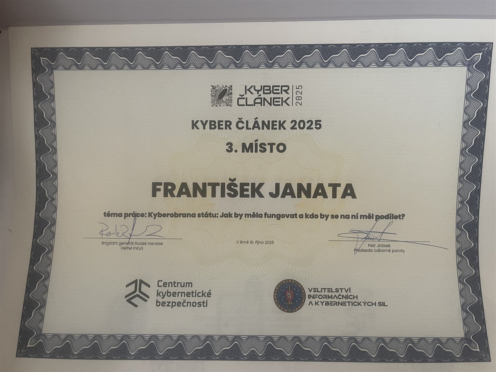 Úspěch v kybernetické soutěži